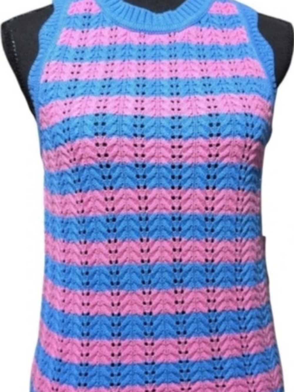 Free Assembly Pink Blue Striped Knit Sweater Vest NWT (L - 12/14